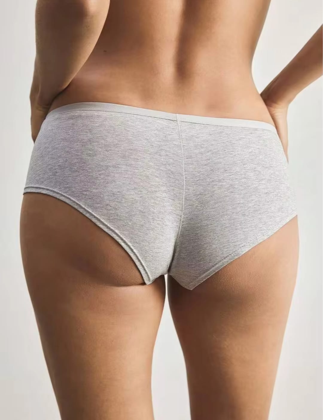 Women's Soft Cotton Stretch Heather Grey Hipster Panties with LEISURE Logo Patch